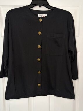 Vintage Pebble Court Black Light-Weight Button Up with Pocket